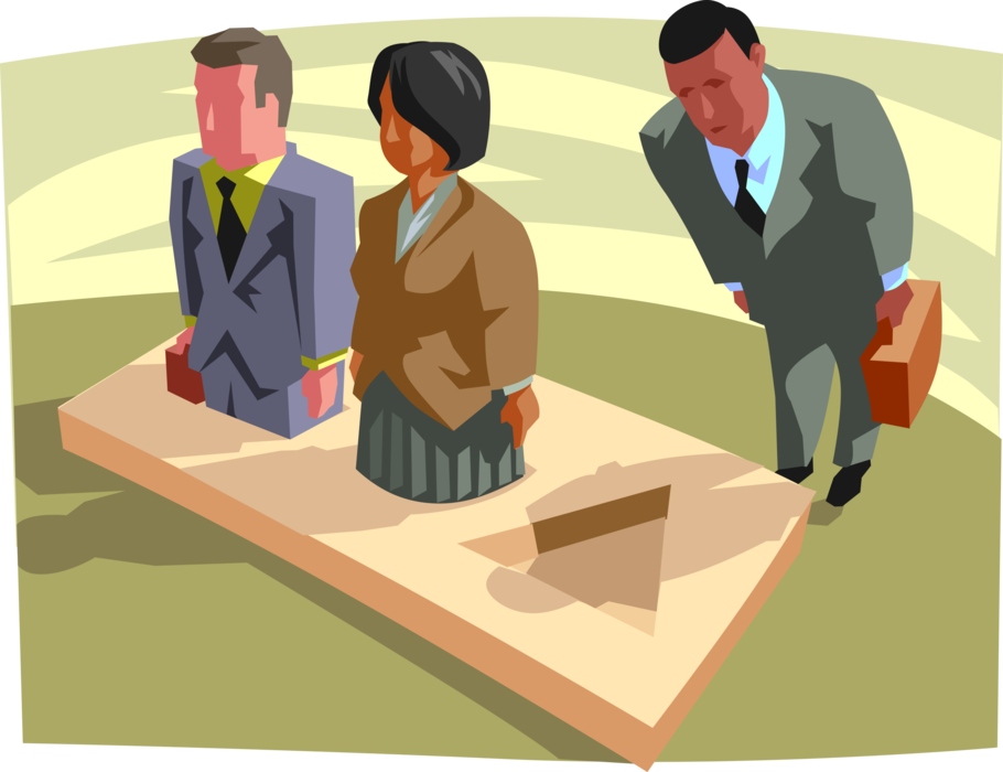 Vector Illustration of Businessman Fitting Into an Allotted Peg