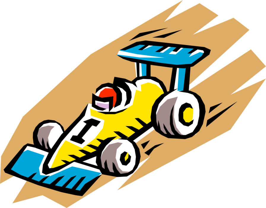 Vector Illustration of Formula One Motorsports Racing Car Races on Race Track