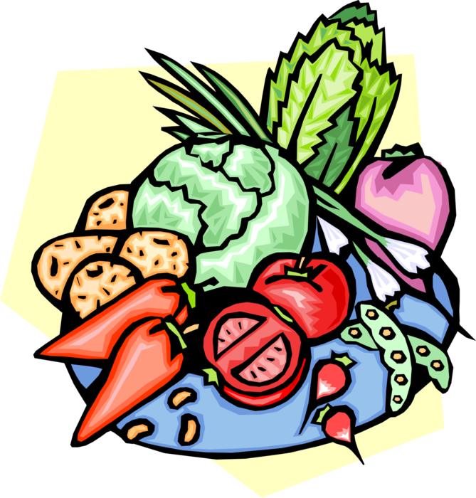 Vector Illustration of Fresh Garden Vegetable Platter