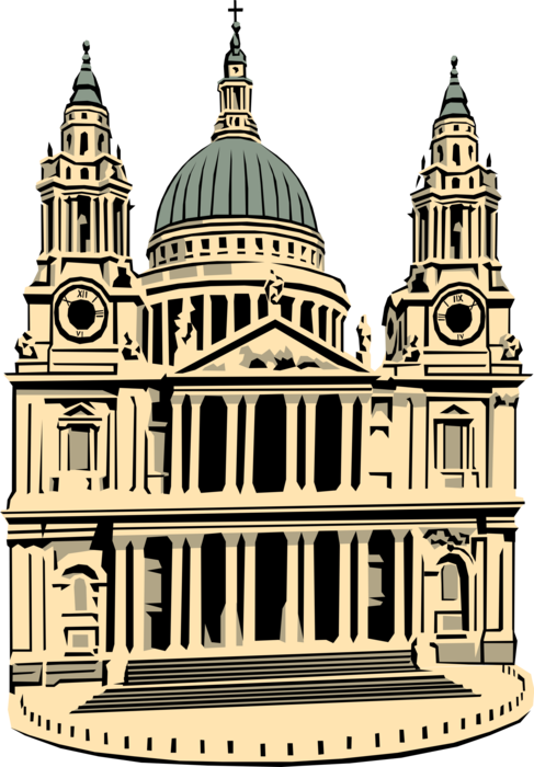 Vector Illustration of St Paul's Christian Church Cathedral, London, England