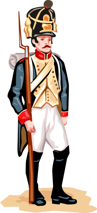 Vector Illustration of French Fusilier 19th Century Soldier 8th Infantry Regiment with Musket Weapon