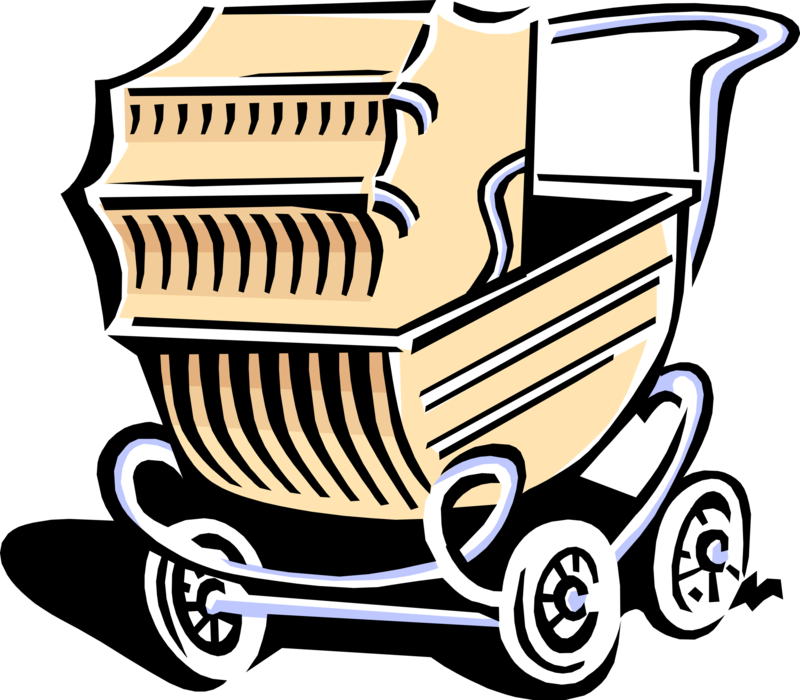 Vector Illustration of Baby Carriage Pram Stroller Infant Child Wheeled Transport