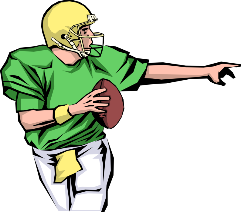 Vector Illustration of Football Quarterback Drops Back and is Ready to Pass