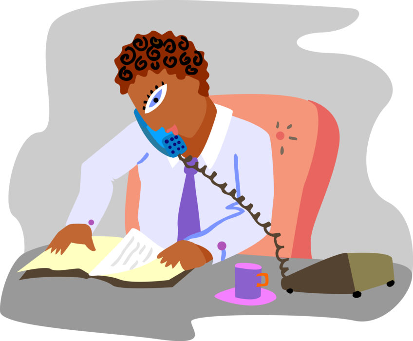 Vector Illustration of Businessman on Telephone in Conversation