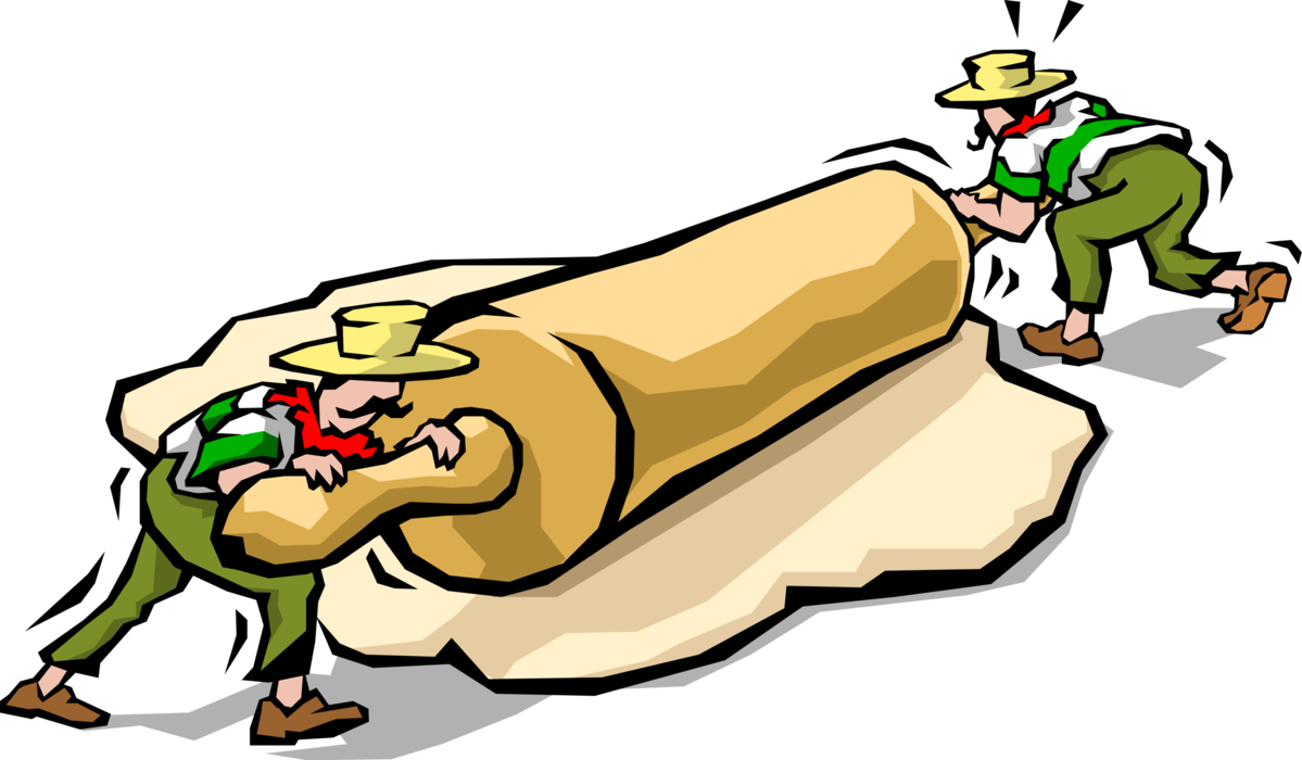 Vector Illustration of Italian Cuisine Chefs Roll Out the Dough for Fresh Flatbread Pizza