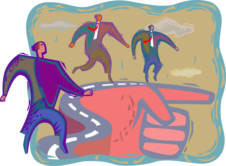 Vector Illustration of Businessmen on the Right Road