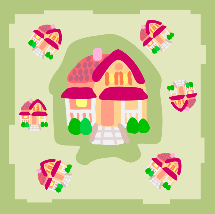 Vector Illustration of Residence House Family Home