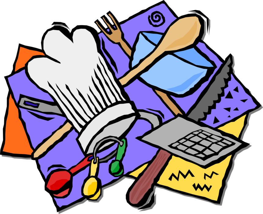 Vector Illustration of Kitchen Kitchenware Cooking and Food Preparation Tools