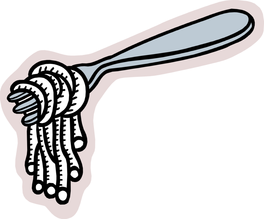 Vector Illustration of Italian Cuisine Pasta Spaghetti Noodles on Fork