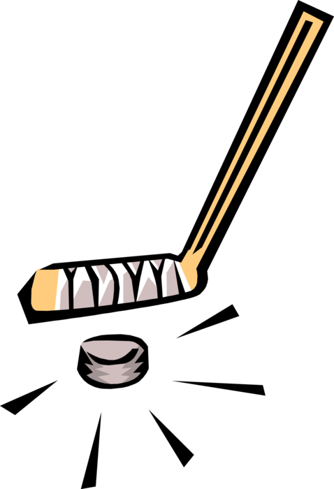 Vector Illustration of Sport of Ice Hockey Equipment Stick and Puck