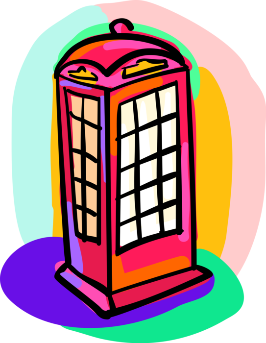 Vector Illustration of United Kingdom Public Telephone Phone Booth