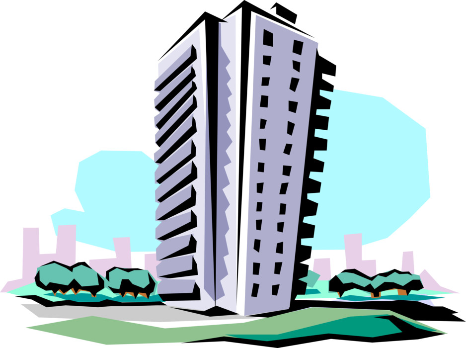 Vector Illustration of Architecture Urban Apartment Condominium Office Building