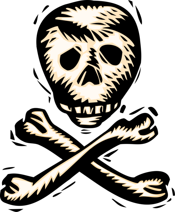 Vector Illustration of Buccaneer Pirate Skull and Crossbones