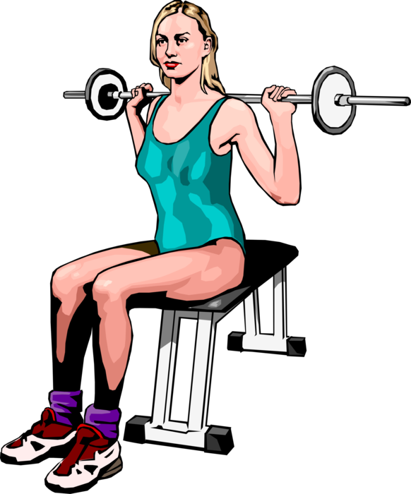 Vector Illustration of Exercise and Physical Fitness Workout Using Barbells