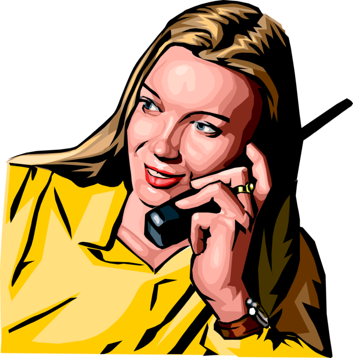 Vector Illustration of Businesswoman on Phone with Customer