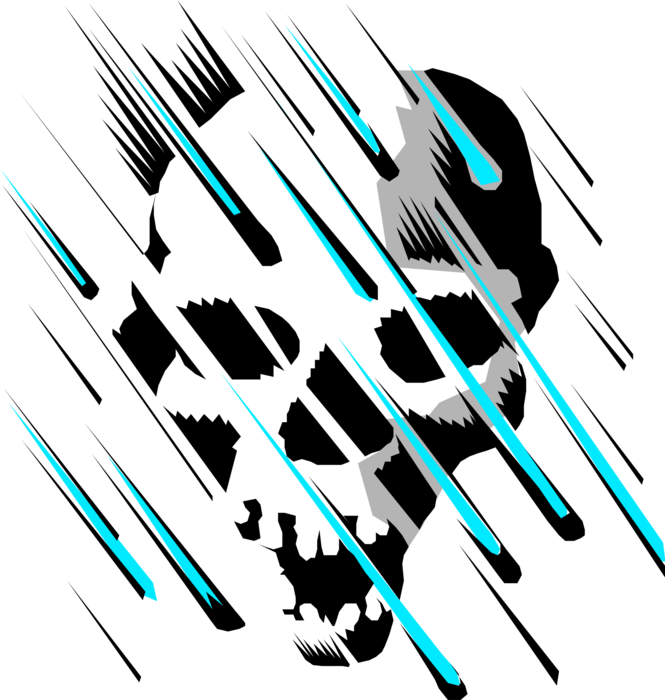 Vector Illustration of Corrosive Effect of Acid Rain with Human Skull