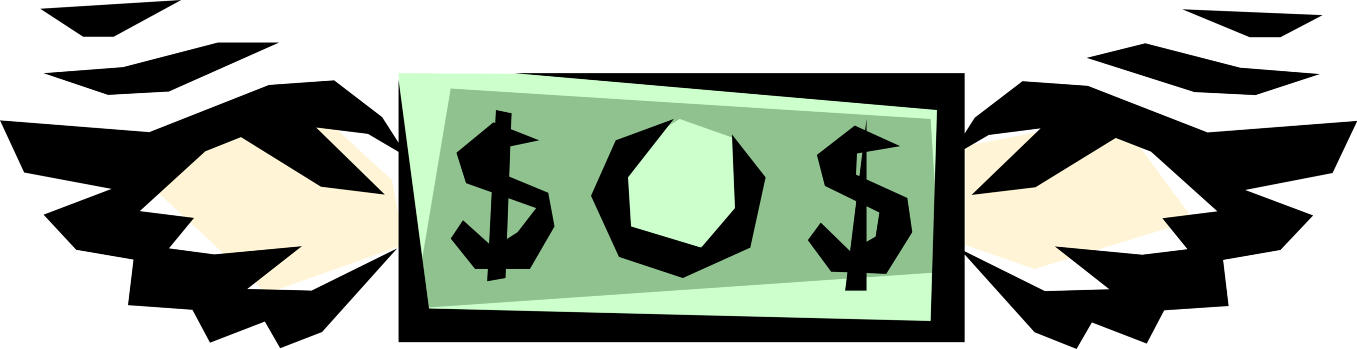 Vector Illustration of Flying Dollar Paper Money Monetary Currency of the United States