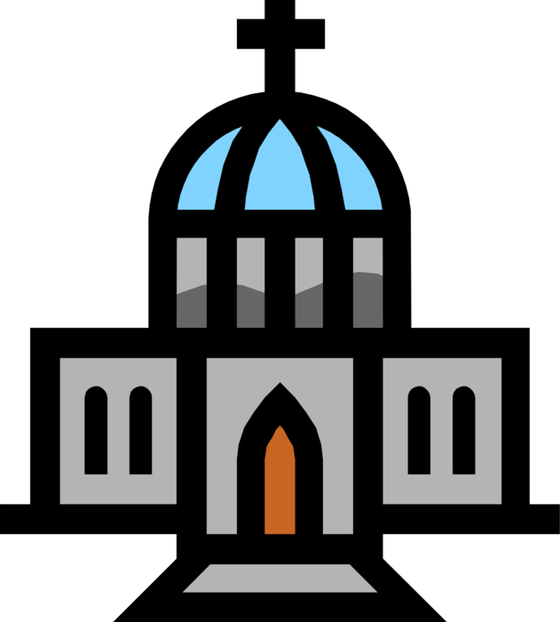 Vector Illustration of Christian Church Cathedral House of Worship Symbol