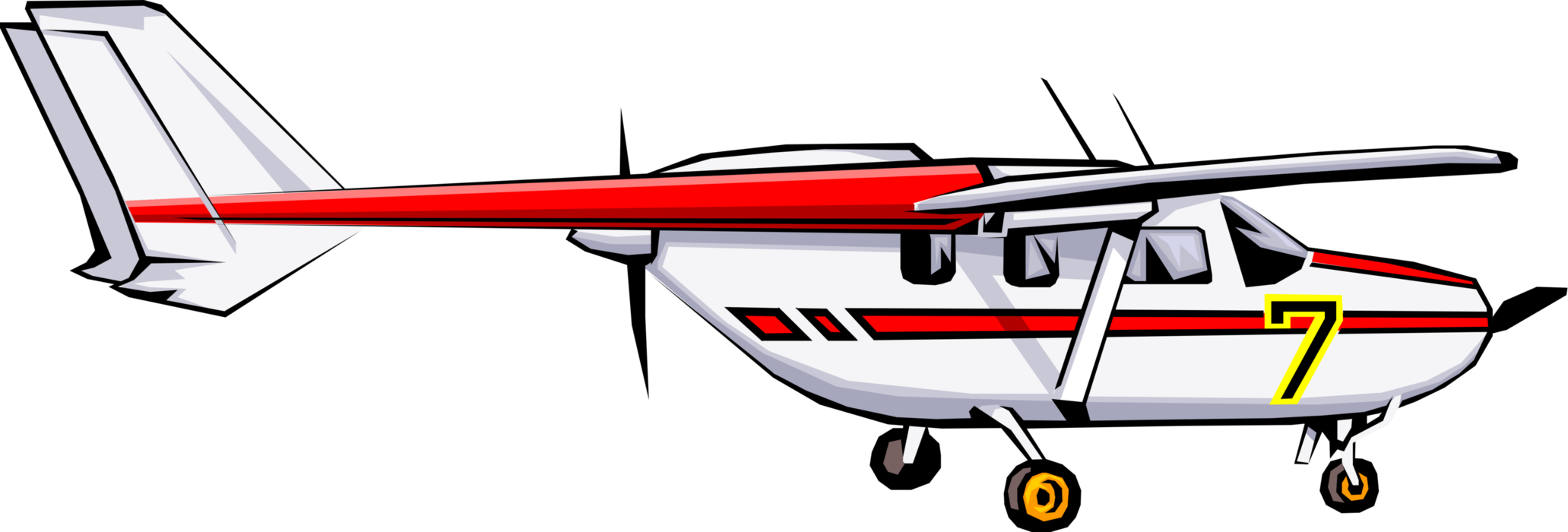 Vector Illustration of Propeller Aircraft Airplane in Flight
