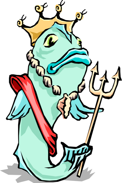 Vector Illustration of Fish Dressed as Greek God Poseidon