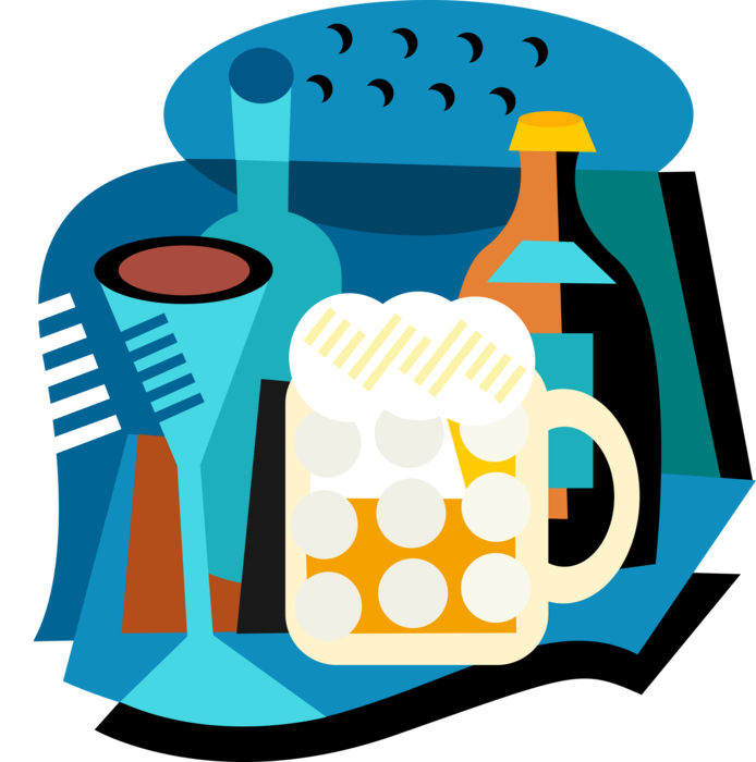 Vector Illustration of Alcohol Beverages Beer and Liquor Alcohol Drinks