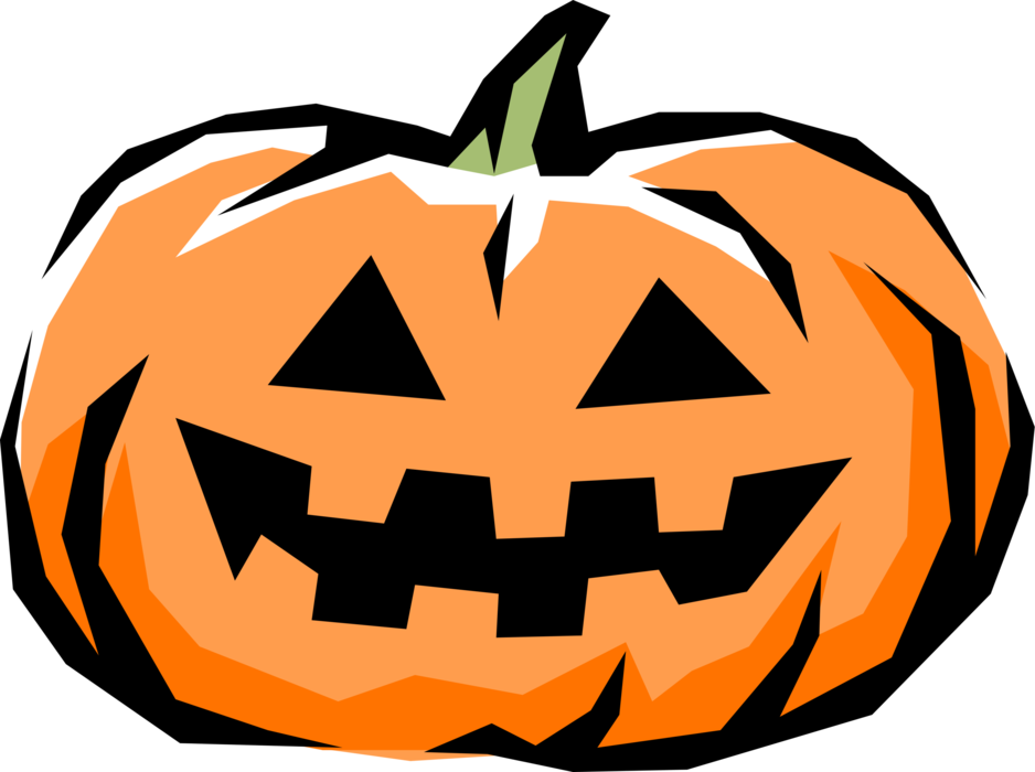 Vector Illustration of Halloween Trick or Treat Jack-o'-Lantern Carved Pumpkin