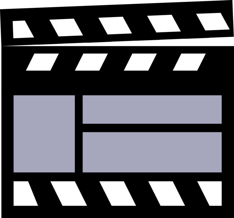 Vector Illustration of Filmmaking and Video Production Clapperboard Slate Synchronizes Picture and Sound