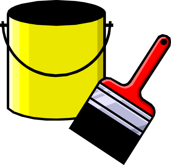 Vector Illustration of Paint Can with Paintbrush