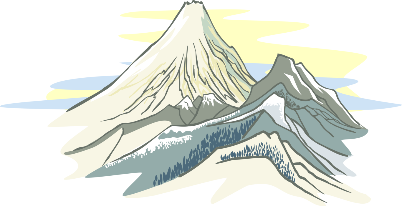 Vector Illustration of Volcano and Mountain Terrain