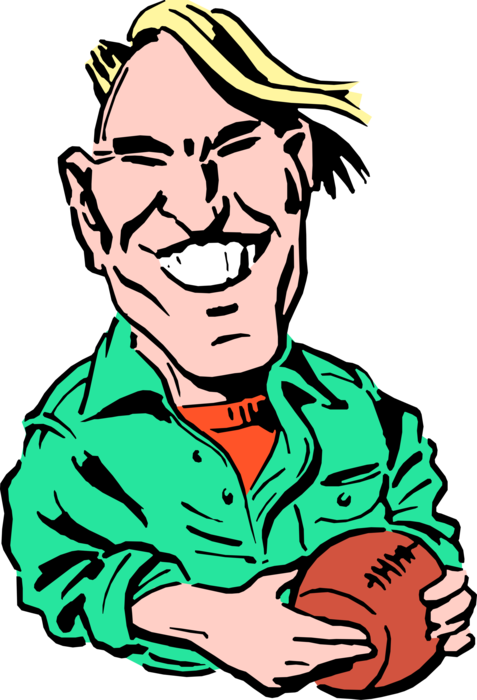 Vector Illustration of Male Jock Athlete with Football