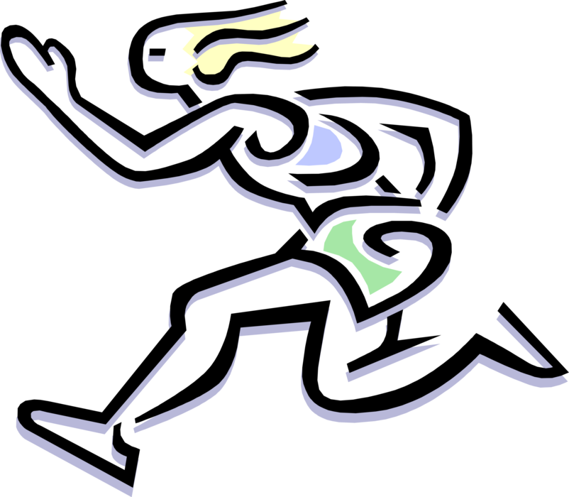 Vector Illustration of Track and Field Athletic Sport Contest Runner Runs in Competitive Race