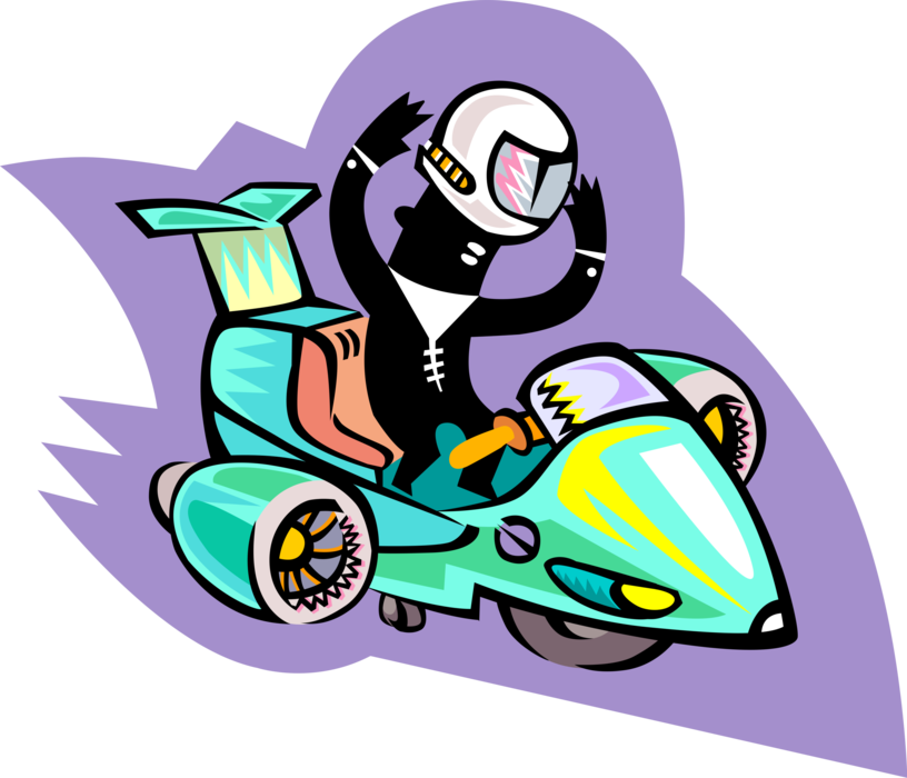 Vector Illustration of Space Jet Scooter Motorcycle or Motorbike Motor Vehicle