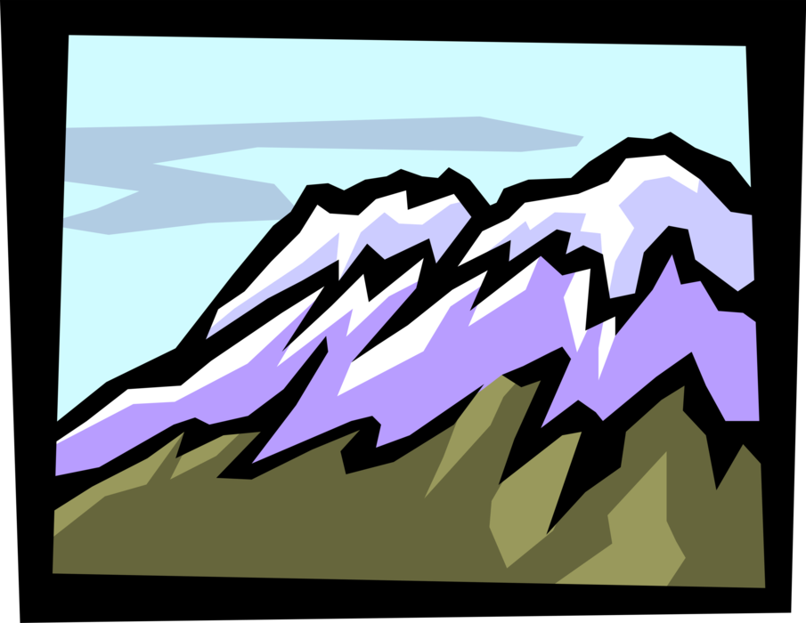 Vector Illustration of Snow-Capped Mountains in Nature