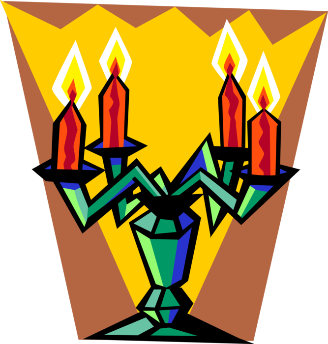 Vector Illustration of Holiday Festive Season Christmas Candelabra with Burning Candles