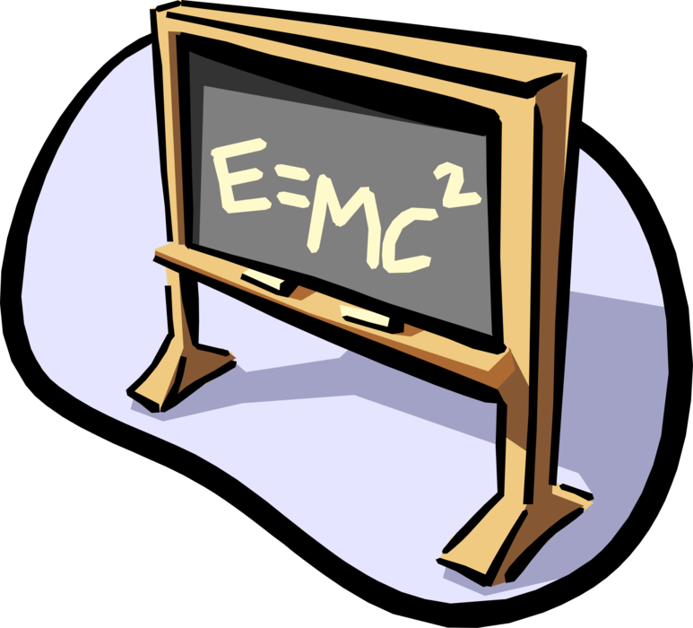 Vector Illustration of School Classroom Chalkboard or Blackboard with Einstein's E=Mc2 Formula