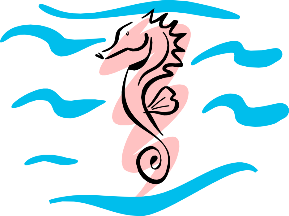 Vector Illustration of Pink Hippocampus Genus Seahorse