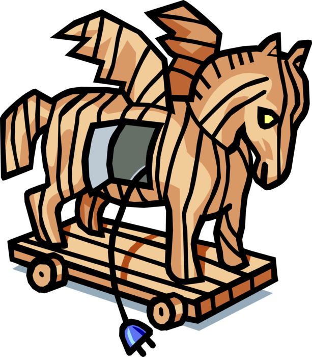 Vector Illustration of Ancient Classical Antiquity Greeks Enter Troy with Trojan Horse Designed to Undermine or Destroy from Within