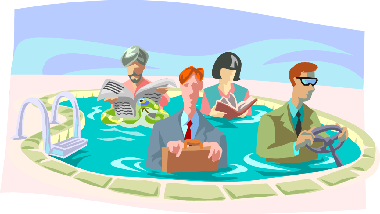 Vector Illustration of Office Workers Taking Dip