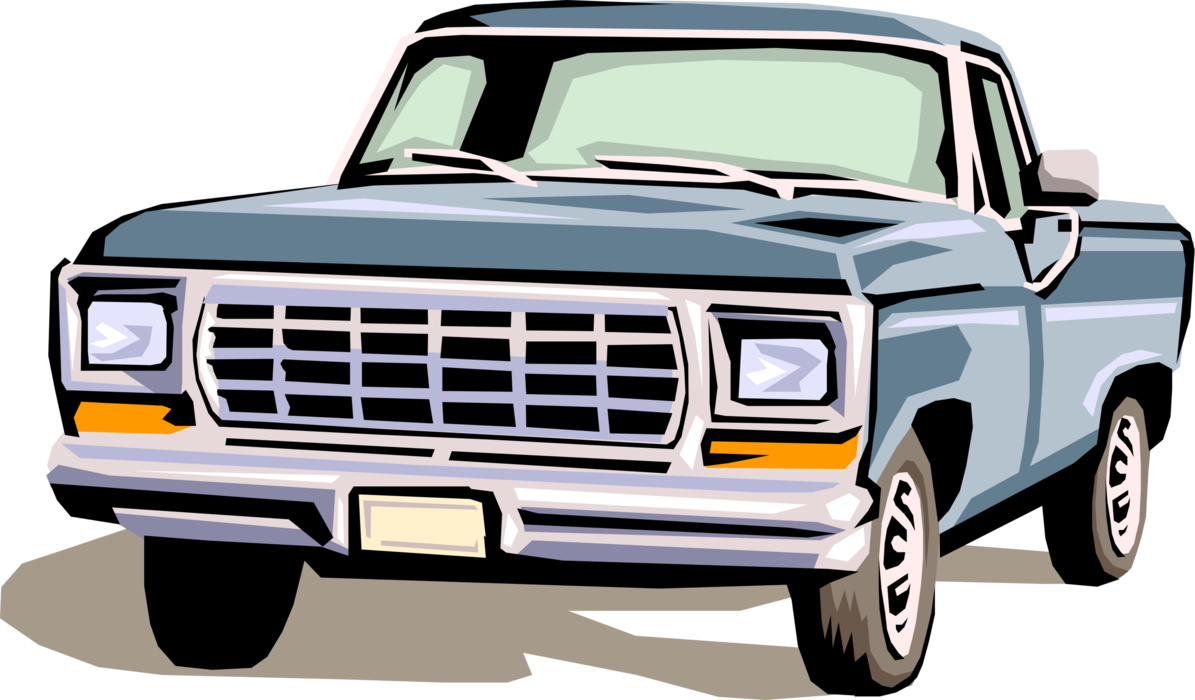 Vector Illustration of Pickup Truck or Light Duty Truck with Open Cargo Area