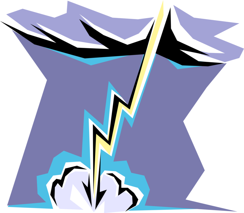 Vector Illustration of Mother Nature Strikes Back with Lightening Bolt