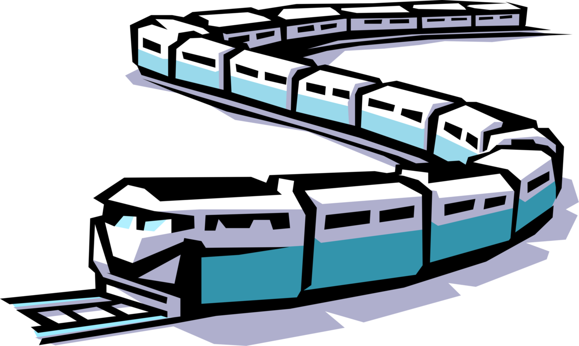 Vector Illustration of Freight Railroad Provides Rail Cargo Transportation by Train