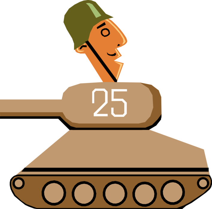 Vector Illustration of Military Tank Commander Prepares for Battle