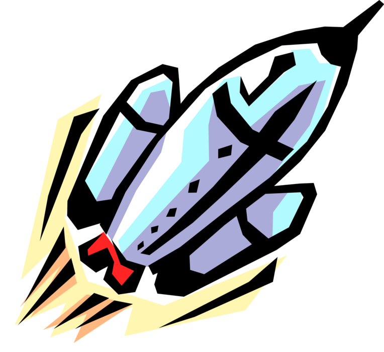 Vector Illustration of Rocket Ship Spacecraft Spaceship Vehicle Designed to Fly in Outer Space