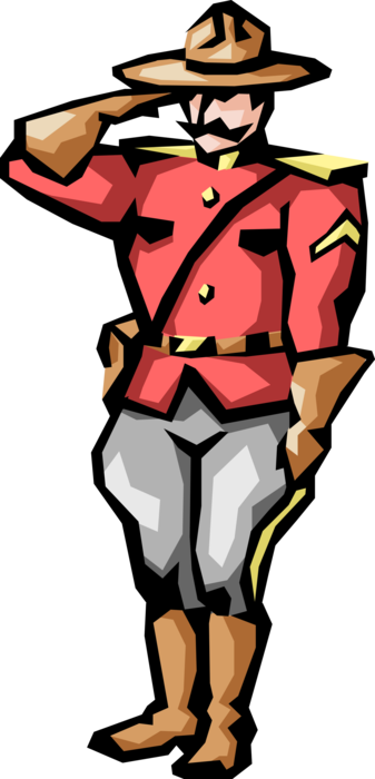 Vector Illustration of Royal Canadian Mounted Police Mountie RCMP Salutes, eh!