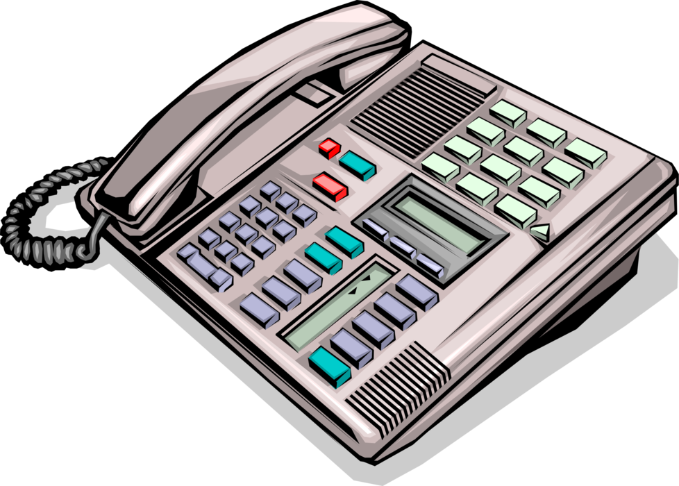 Vector Illustration of Landline Telecommunications Device Telephone or Phone Enables Direct Conversation