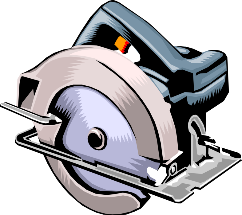 Vector Illustration of Circular Saw Electric Power Tool for Construction, Woodworking and Carpentry