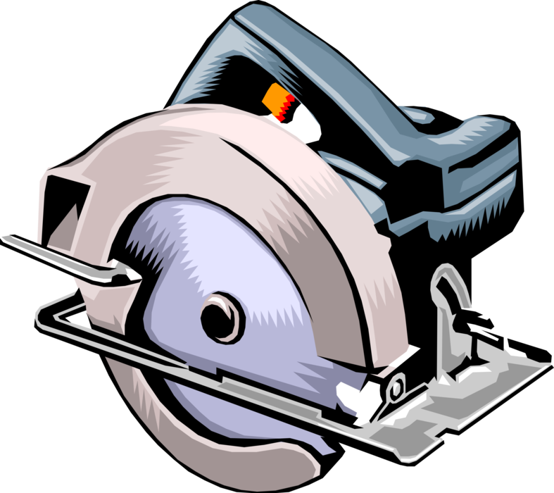 Vector Illustration of Circular Saw Electric Power Tool for Construction, Woodworking and Carpentry