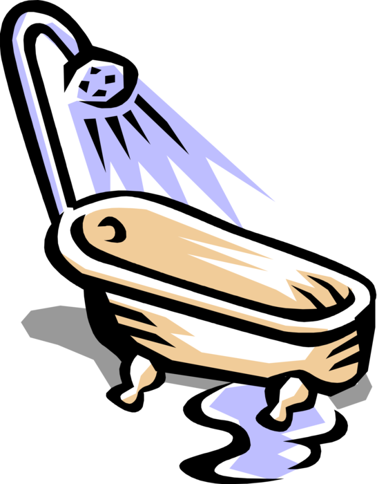 Vector Illustration of Bathtub, Bath or Tub Holds Water for Bathing