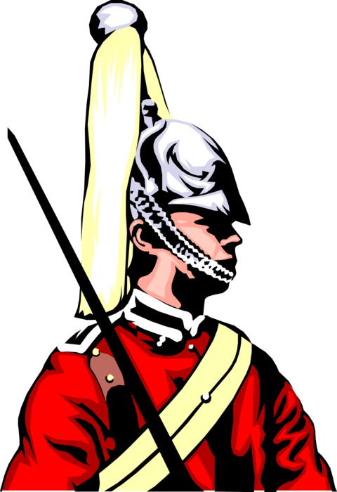 Vector Illustration of British Ceremonial Guard with Sword on Horseback