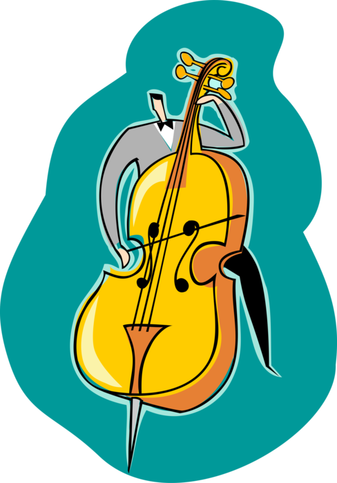 Vector Illustration of Musician Plays Cello Bowed String Musical Instrument